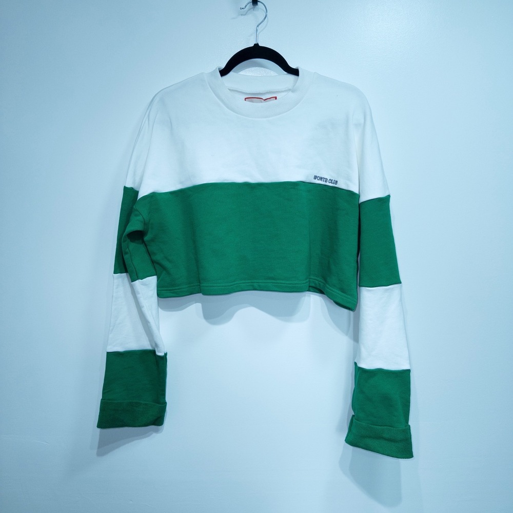 Atoir Sports Club White & Kelly Green Team Player Crop Jumper Sweater 10 NWT - Picture 2 of 8